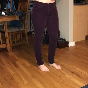 Loft maroon velvet 00 pants. Modern skinny fit.